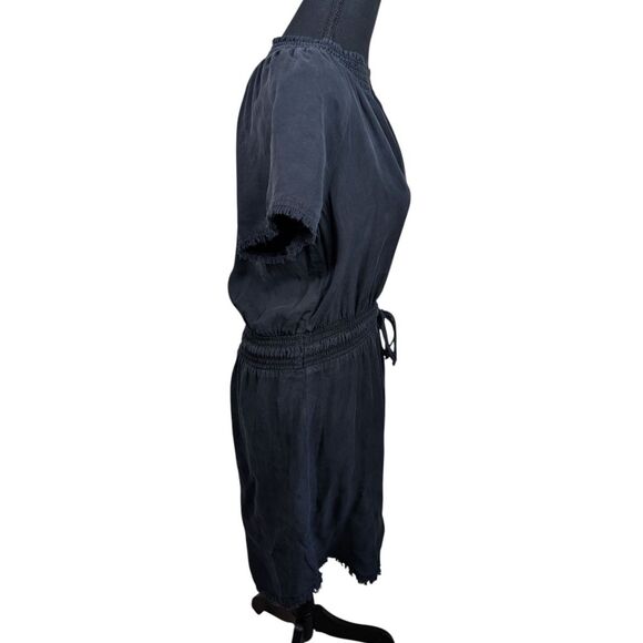 Bella Dahl Frayed Smocked-Waist Dress Lightweight Tencel Boho Fringe Medium - Picture 3 of 11